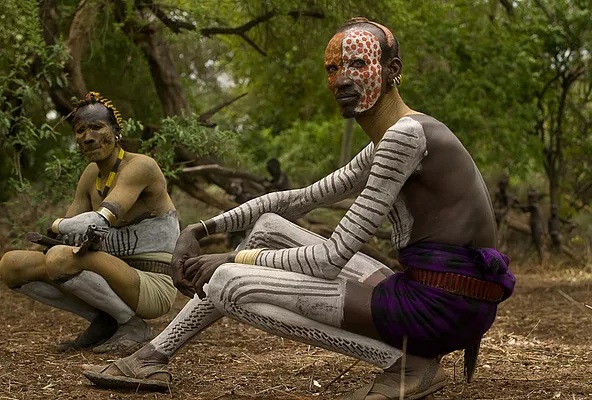 Karo tribe body painting art Ethiopia Omo River
